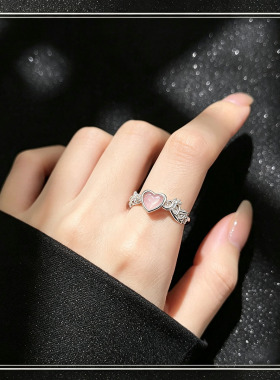 粉色爱心戒指女款学生