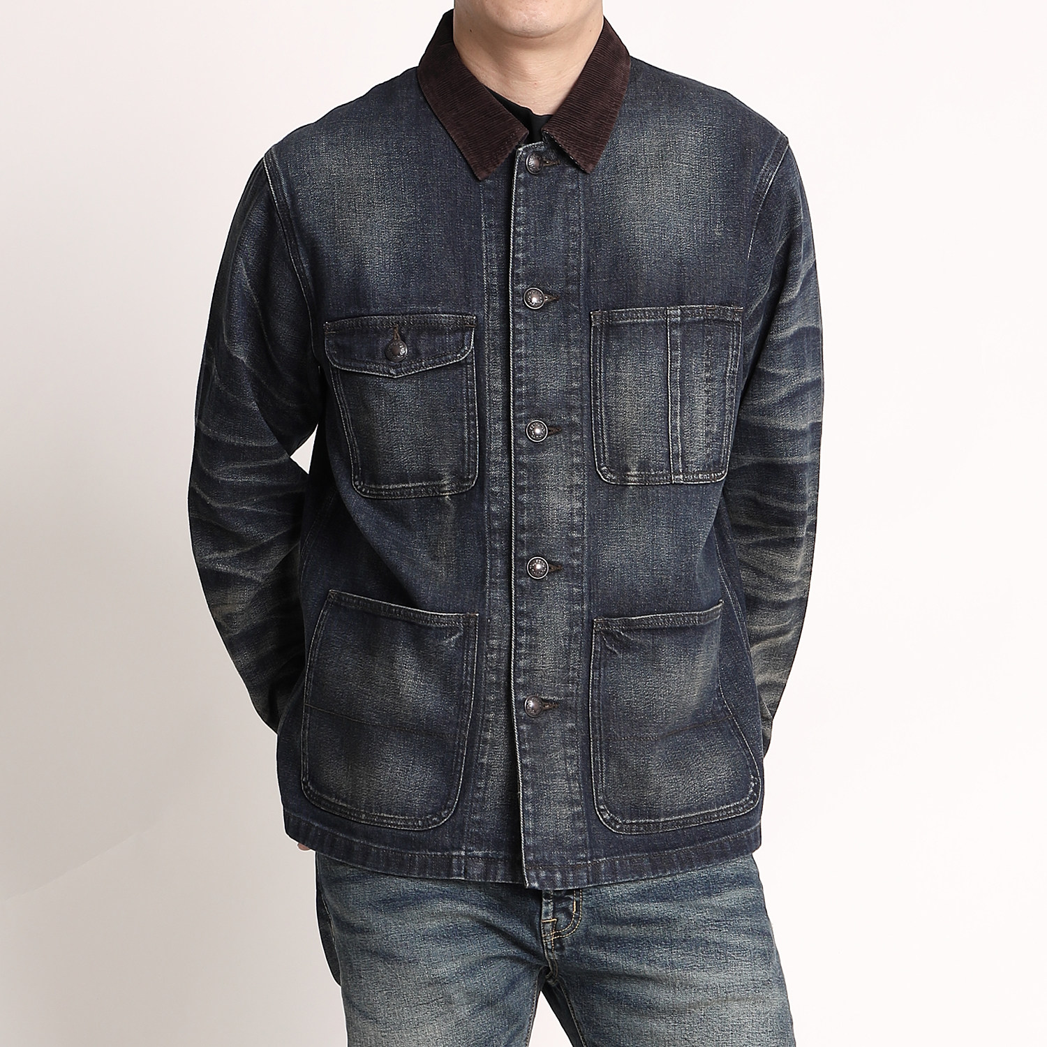 实年服工&CPW联名款工作室单件手作水洗牛仔衬衫翻领牛仔夹克外套,淘宝优惠券,粉丝福利购,淘宝优惠卷