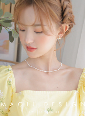 包金超细天然米型全手工锁骨链