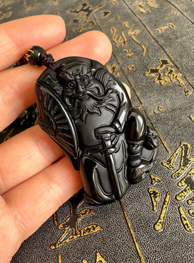 豁达客男女黑曜石站立钟馗挂件