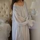 French romantic palace style nightgown long-sleeved pure cotton princess spring and autumn sexy retro pajamas for women to wear outside home clothes