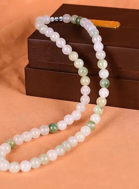 仿新疆天山翠翡翠色飘花毛衣链