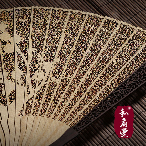 和扇堂 中国风7寸紫檀乌木折扇檀香扇子香木扇出国礼品扇镂空扇 - 图2