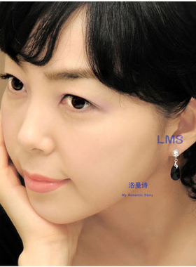 黑色水晶耳环项链首饰套装女925银配饰短春夏日韩国版简约锁骨链