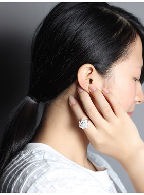 复古开口淡水珍珠纯银日韩风戒指