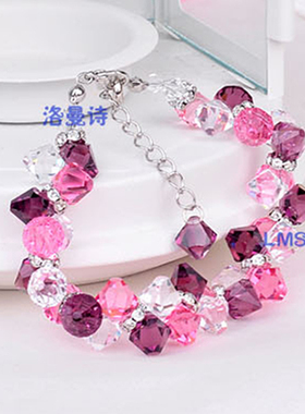 紫色甜美风配饰情人节水晶手链