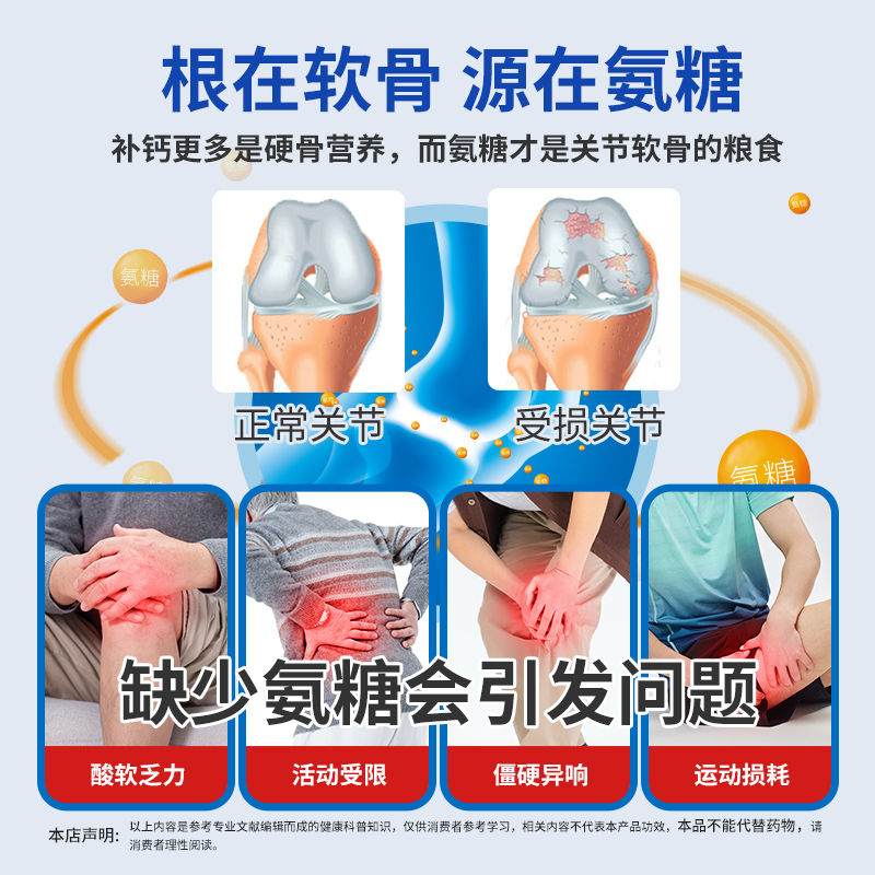 蓝湾牌氨糖胶囊润节氨糖软骨素胶囊硫酸氨基葡萄糖 中老年人