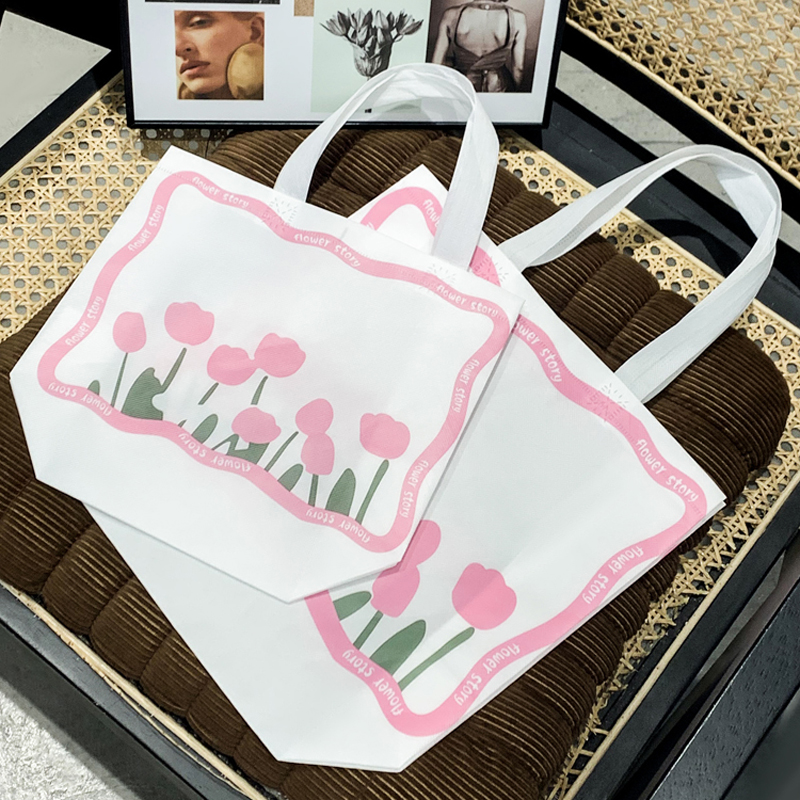 ins简约郁金香无纺布袋子腹膜手提袋加厚礼品袋衣服购物袋子定制,淘宝优惠券,粉丝福利购,淘宝优惠卷