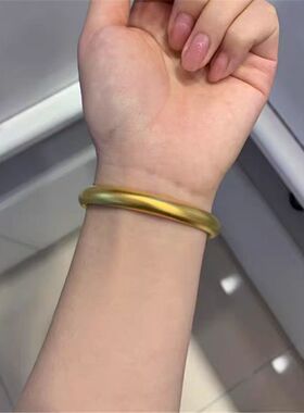古法传承 黄金色泥鳅背手镯女越南沙金仿真黄金实心正品大金镯子