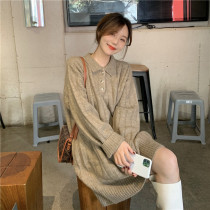 Large code Winter mid-length sweater dress with dress woman Neyhitch 2023 new small sub-fit large coat with underknitted dress