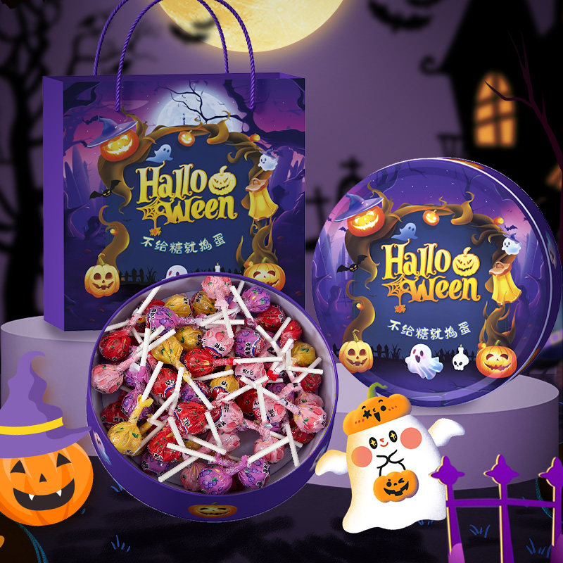 真知棒万圣节30支紫色圆铁盒装糖果休闲零食送朋友,淘宝优惠券,粉丝福利购,淘宝优惠卷