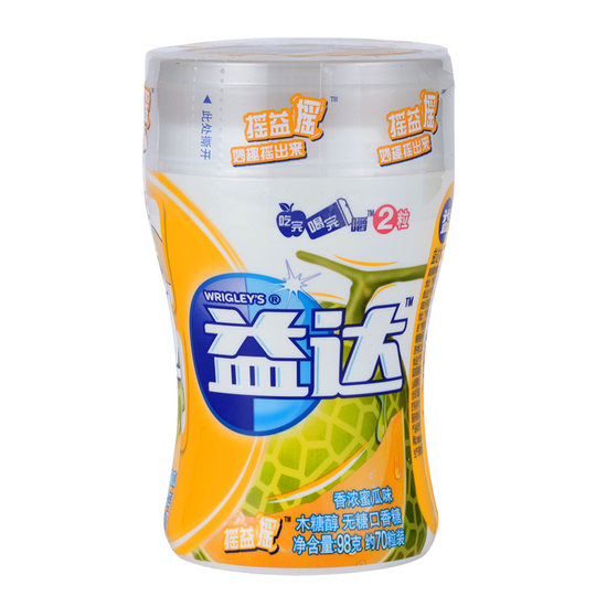 益达口香糖无糖木糖醇约70粒大瓶装草莓蜜瓜混合糖果清新口气零食