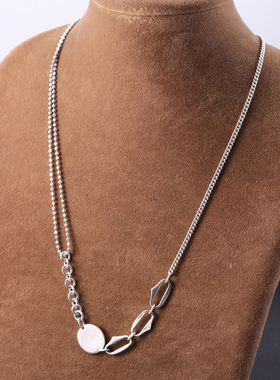 光面圆牌女士短款时尚风项链银饰