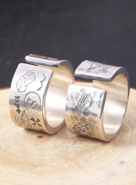 小龙潮牌笑脸戒指银饰S925纯银