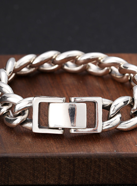 纯银古巴重工摇滚风手链