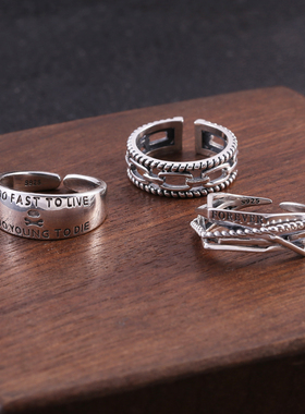 纯银韩版东大门字母开口戒指