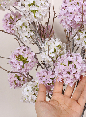 长枝5头紫色绣球仿真花高档绢花