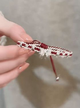 红色蝴蝶结编织手绳百搭新款手链少女心编织手饰在逃公主闺蜜礼物