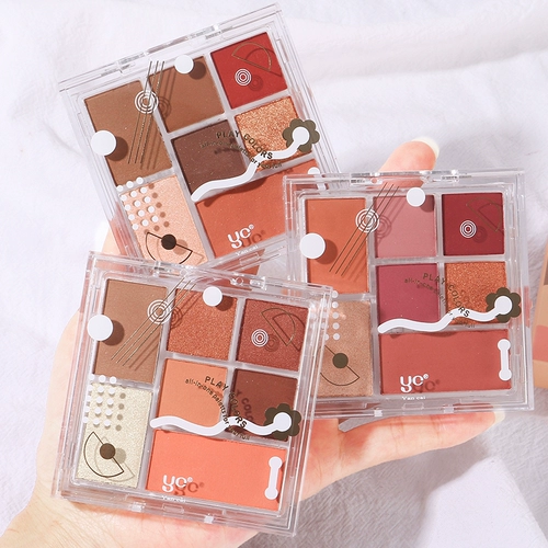 Палетка теней, матовый водостойкий портативный маленький хайлайтер, румяна