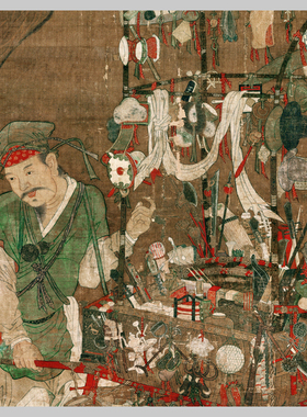 宋 苏汉臣 货郎图 人物国画竖轴装裱客厅玄关挂画 高清微喷复制画