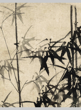 清郑板桥墨竹图横幅国画微喷画
