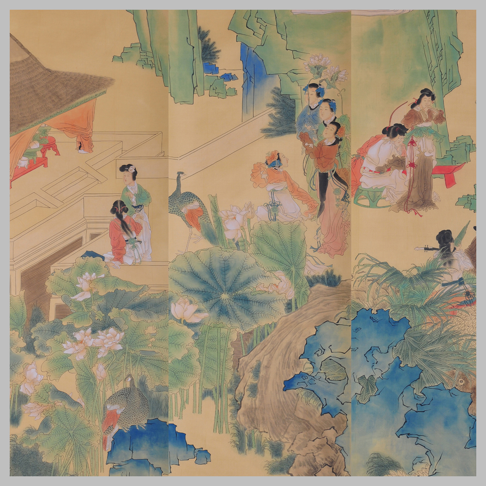 清 任熊 群仙祝寿 古山水风景人物国画 高清 艺术微喷 装 - 图2