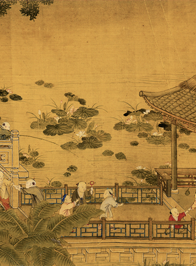 清 冷枚 百子图 国画人物儿童挂画 古字画 宣纸绢布艺术微喷书画