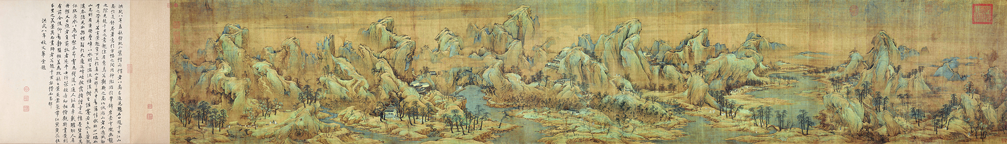 南宋 赵伯驹 江山秋色图 国画 艺术微喷复制长卷 风景 字画 高清 - 图0