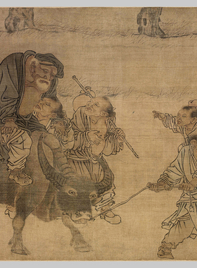南宋 刘履中 田畯醉归图 古代人物画临摹 原大微喷复制 国画装饰