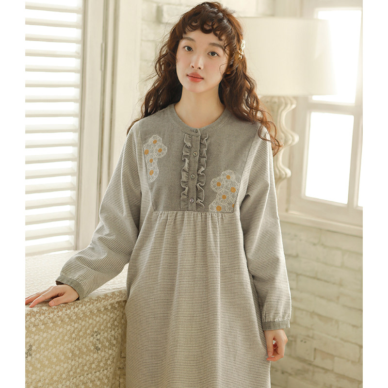 秋冬纯棉睡裙女2025新款加厚全棉睡衣大码长袖家居裙高级感可外穿,淘宝优惠券,粉丝福利购,淘宝优惠卷