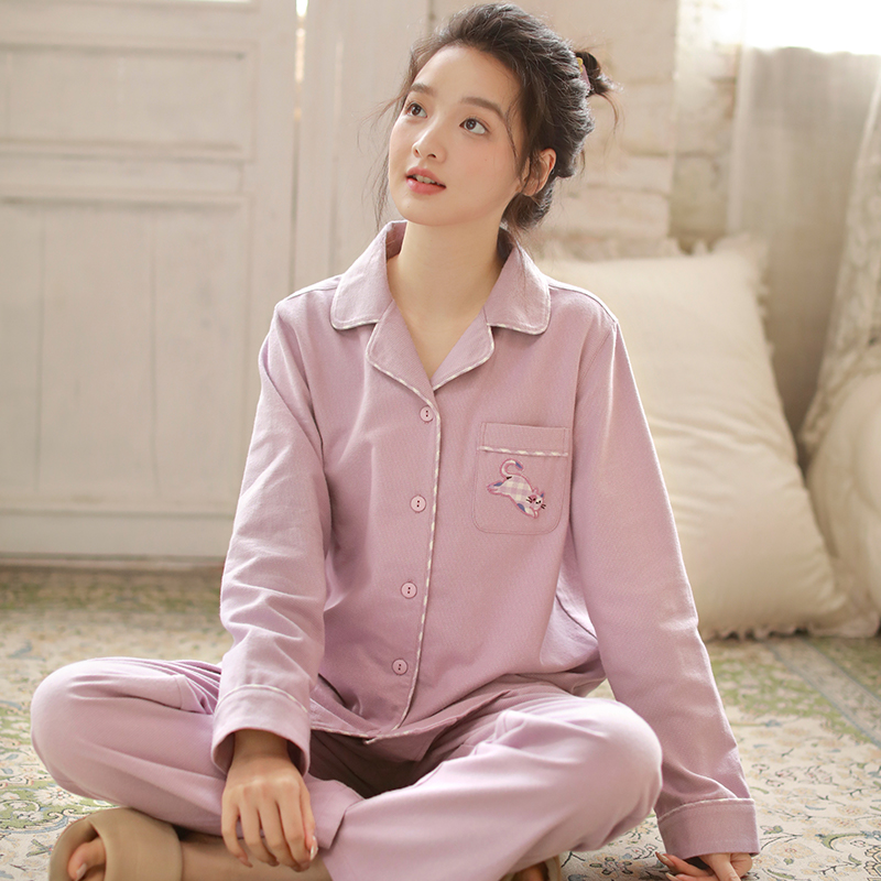 秋冬加厚全棉睡衣女士2025新款卡通纯棉磨毛长袖家居服套装可外穿 - 图1