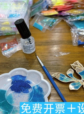 仿烧蓝发簪手工diy景泰饰
