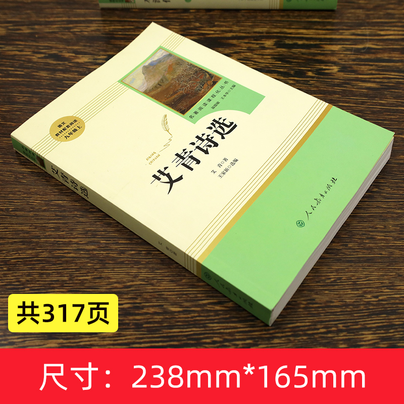 艾青诗选九年级必读完整版课外阅读书籍原著正版人民教育出版社上册名著老师推荐初生初三必读课外书人教版无删减书目艾青诗集歌