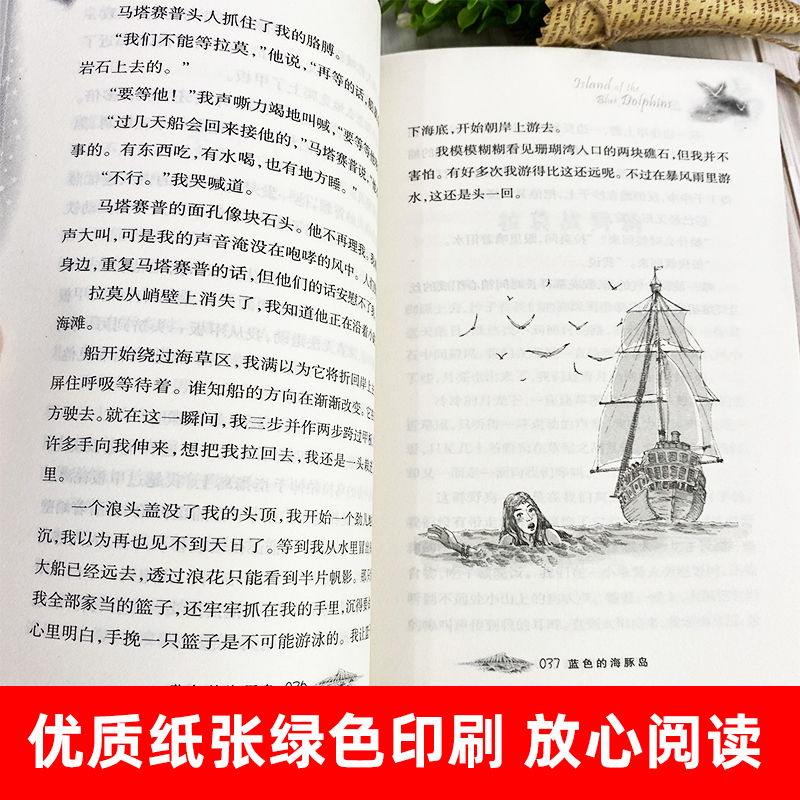 蓝色的海豚岛正版版升级版 中小学生课外阅读书籍老师推荐三四五六年级课外书必读书目儿童文学读物故事书国际大奖小说新蕾出版社 - 图0