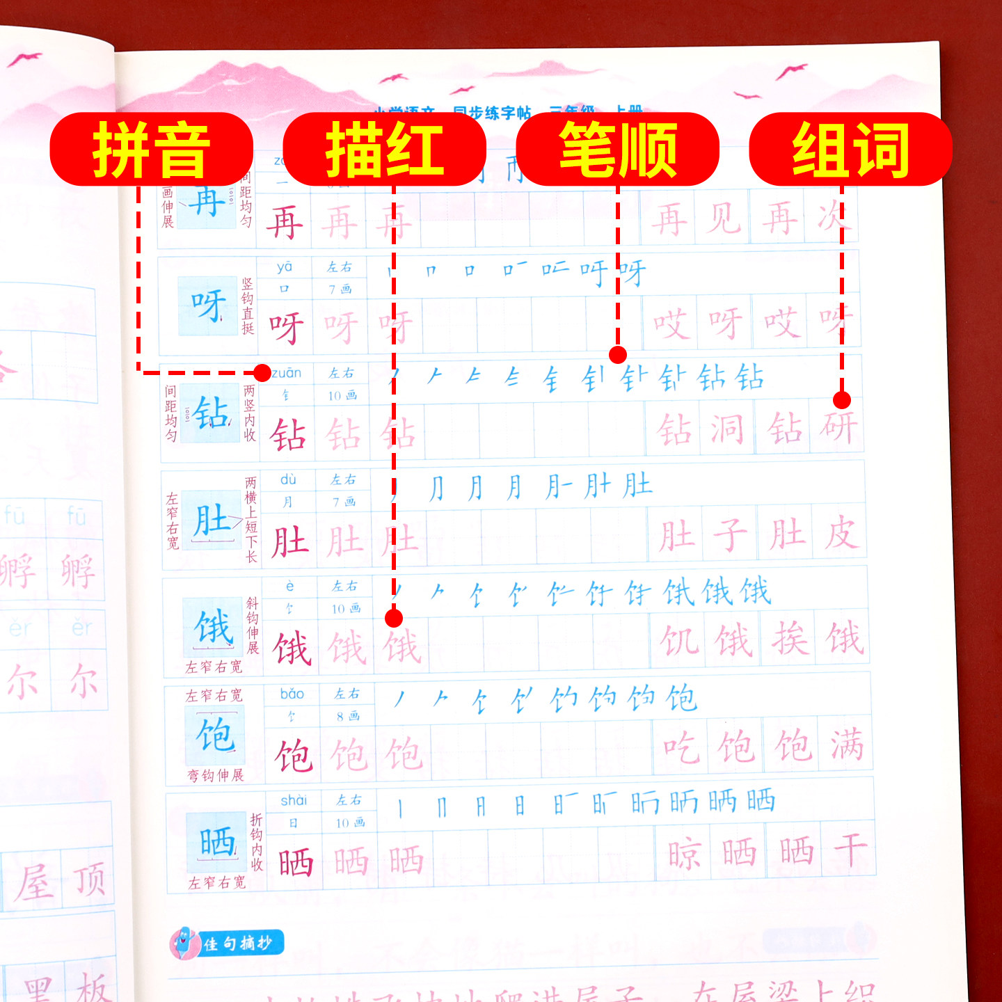 三年级上册字帖人教版配套 小学语文3上学期同步练字帖每日一练部编版 小学生专用练习册写字课课练专项控笔训练写字帖钢笔临摹