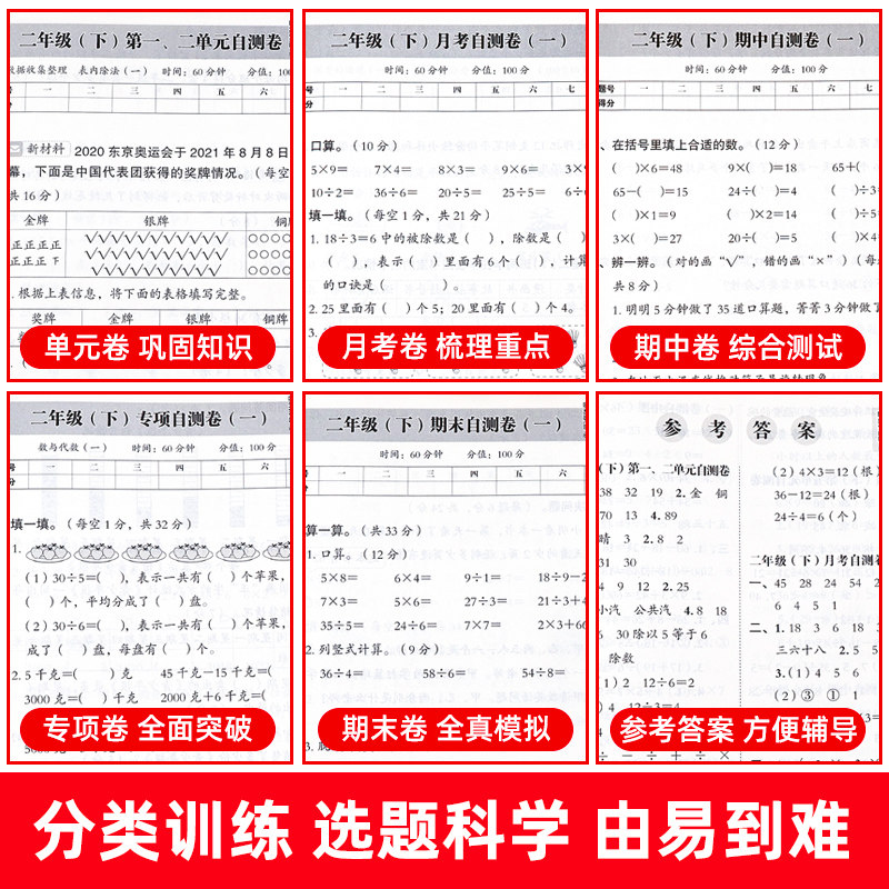 2023新版 二年级下册数学同步试卷测试卷全套人教版 小学2年级下学期考试卷单元月考期中名师教你期末冲刺100分真题卷子练习册训练