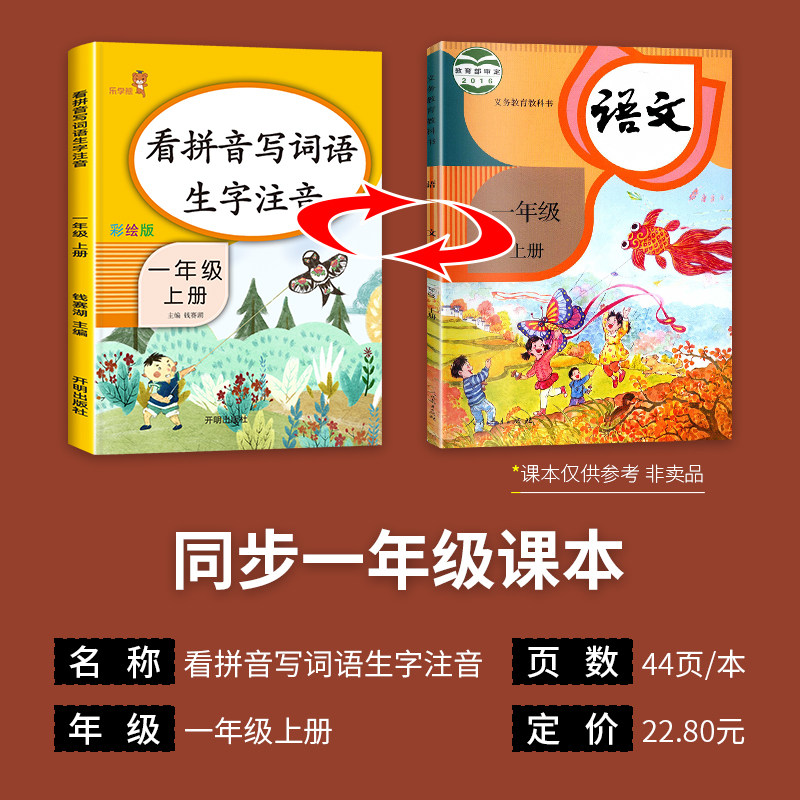 一年级看拼音写词语上册语文人教版 拼音专项强化训练生字注音 小学1年级上册同步练习册 拼音拼读部编版练习题书大全课本配套字帖