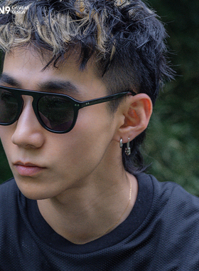 板材透明黑框浅色偏光墨镜潮男女