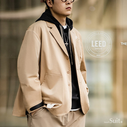 马登工装 美式休闲平驳领小西装夹克多口袋机能宽松西服外套男秋 - 图2