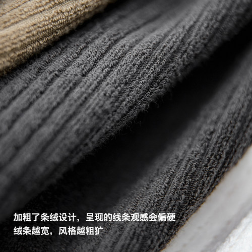 马登工装美式复古提花针织深灰色衬衫长袖条绒外套衬衣落肩袖男秋 - 图0
