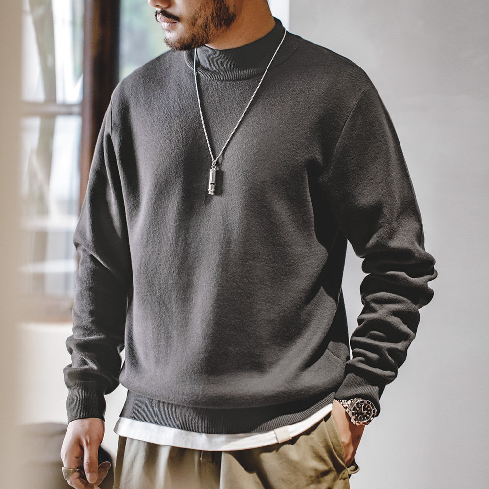 马登工装美式休闲半高领毛衣复古内搭保暖打底针织衫上衣男秋冬季,淘宝优惠券,粉丝福利购,淘宝优惠卷