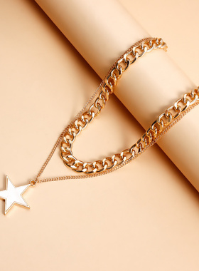 欧美外贸饰品潮流双层白色五角星