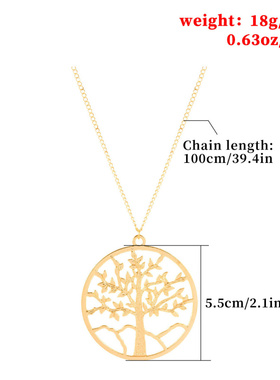 女士新款简约毛衣链圆形精美小树