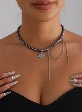 欧美跨境饰品喷漆玻璃串珠镶钻花