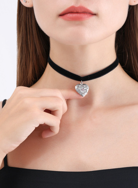 欧美跨境饰品简约颈链黑色丝带可