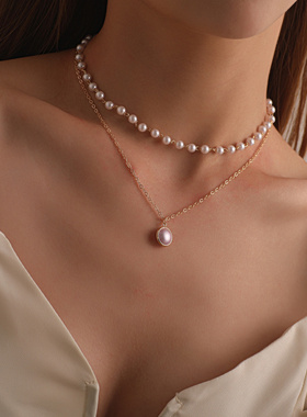 欧美跨境饰品时尚锁边珍珠吊坠多