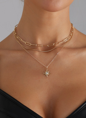 欧美跨境饰品时尚简约风镶钻啊芒