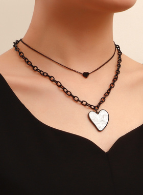 欧美跨境饰品潮酷泳黑色链条仿贝