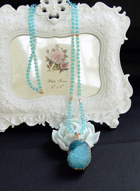 天然奥地利水晶14k金长款毛衣链