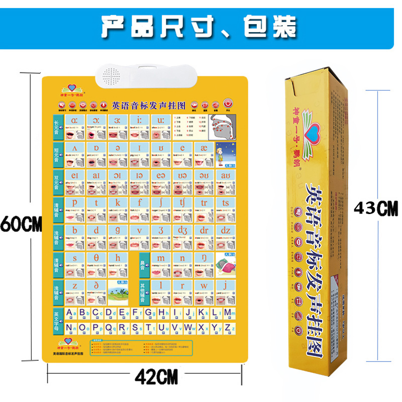 小学生48个英语国际音标发音有声挂图音标学习神器和自然拼读挂图